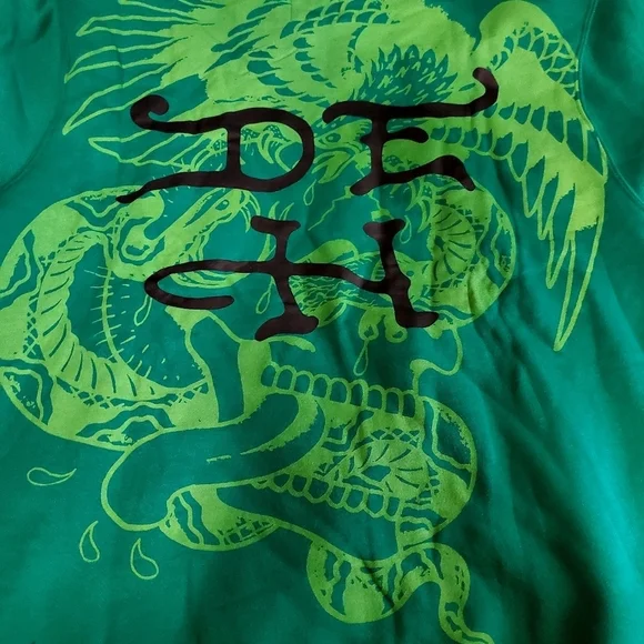 Ed Hardy Green New York City Snake Poker Graphic Hoodie Size XL NWT - Picture 4 of 9